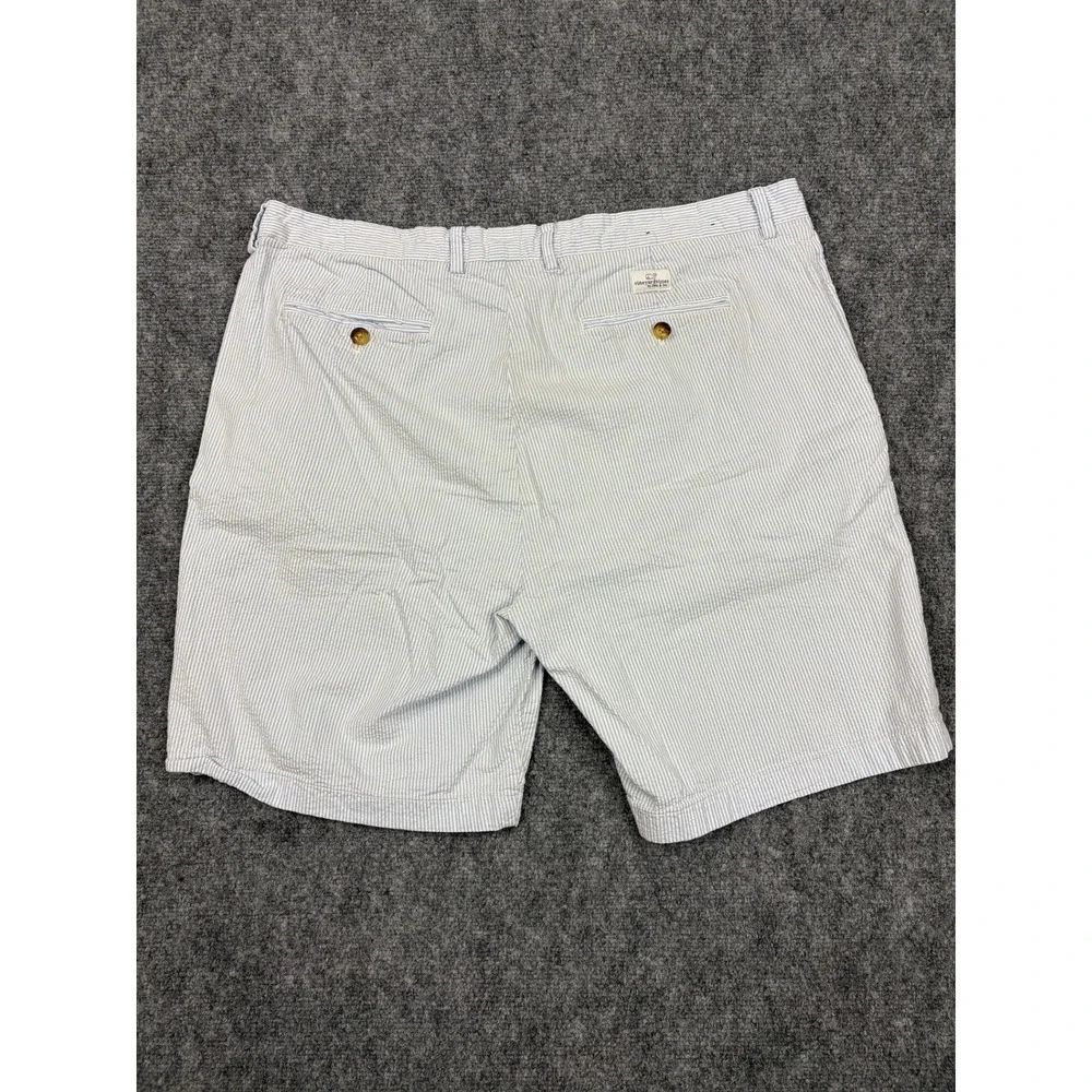 Vineyard Vines M 40 Seersucker Shorts Blue Wht Striped Cotton Stretch 9in- FLAWS